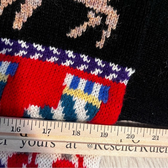 Vintage The Eagles Eye Shetland Wool Christmas Cardigan Novelty Pocket Medium - Picture 6 of 11